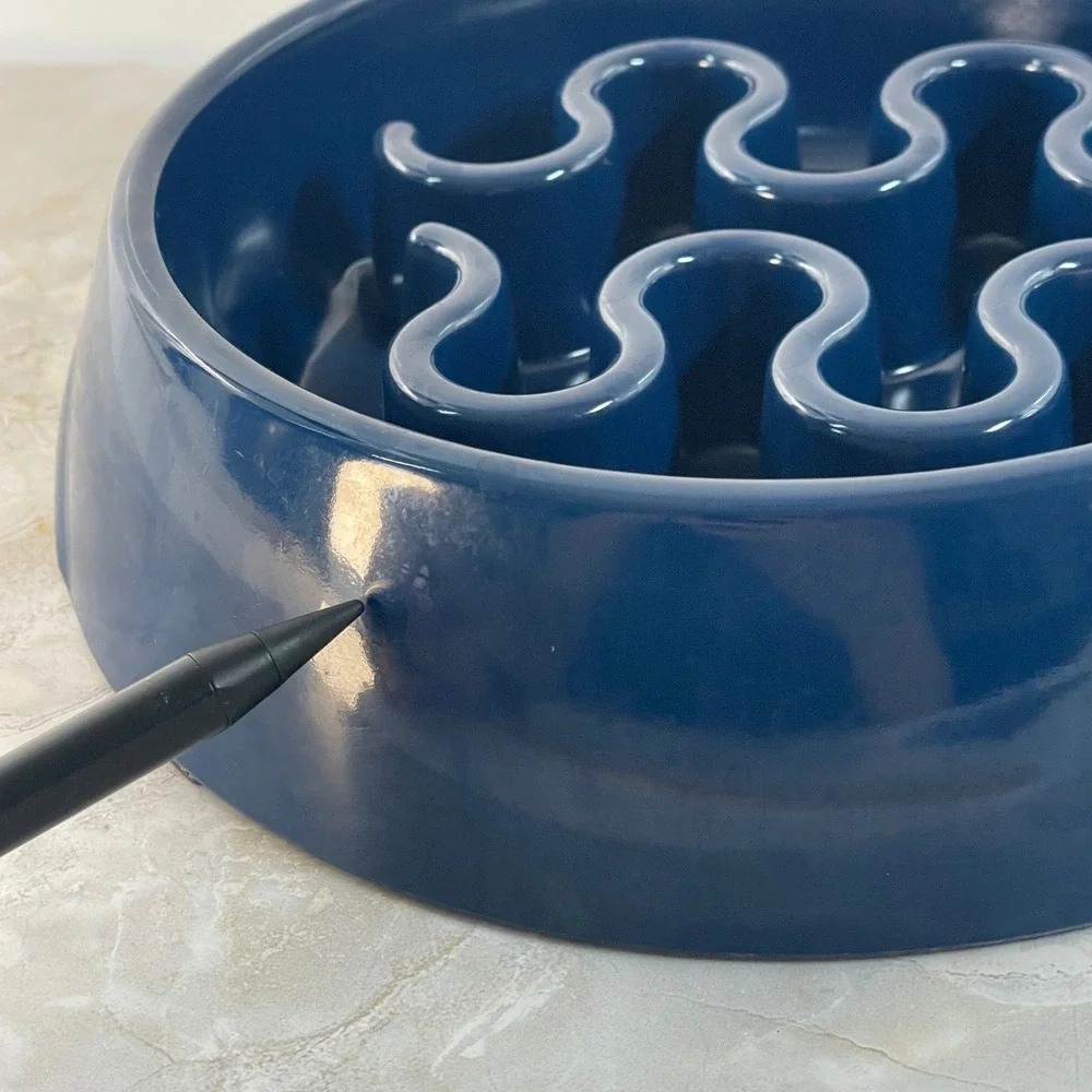 Boots & Barkley Slow Feeder Dog Bowls Set Black Pentagon Blue Round Maze Puzzle